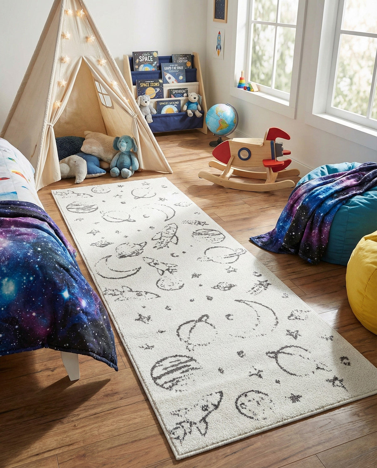 Wonder Tykes Collection Area Rug -  Jigsaw Runner Ivory  lifestyle 89