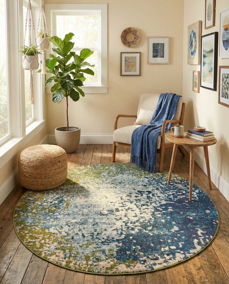 Marrakesh Elegance Collection Area Rug -  Boujad Round Blue  lifestyle 57
