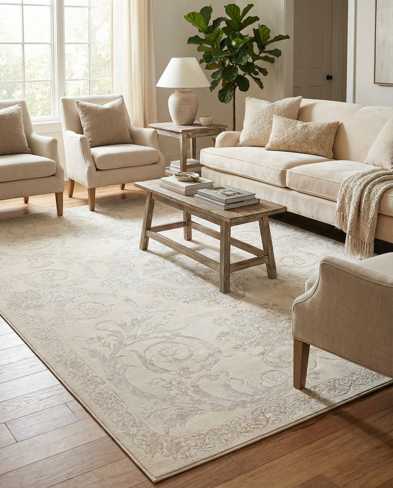 Bloomsbury Elegance Collection Area Rug - Mayfair Rectangle Ivory  lifestyle 56