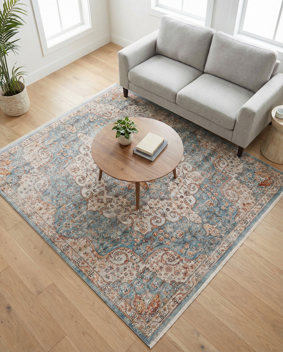 Coastal Haven Collection Area Rug - Seabreeze (Blue) Square Blue  lifestyle 102