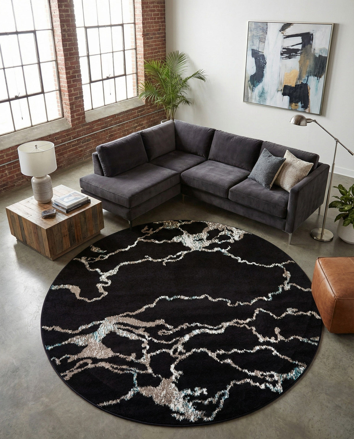 Brighton Terrace Collection Area Rug -  Aldrington Round Navy Blue  lifestyle 109