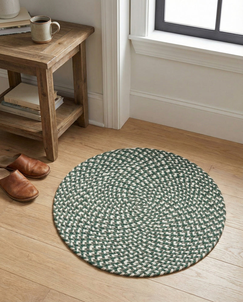 Highland Woven Jute Collection Area Rug - Glenmore (Green) Round Green  lifestyle 50