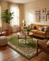 Tabriz Tapestry Collection Area Rug - Azerbaijan (Green) Rectangle Green  lifestyle 21
