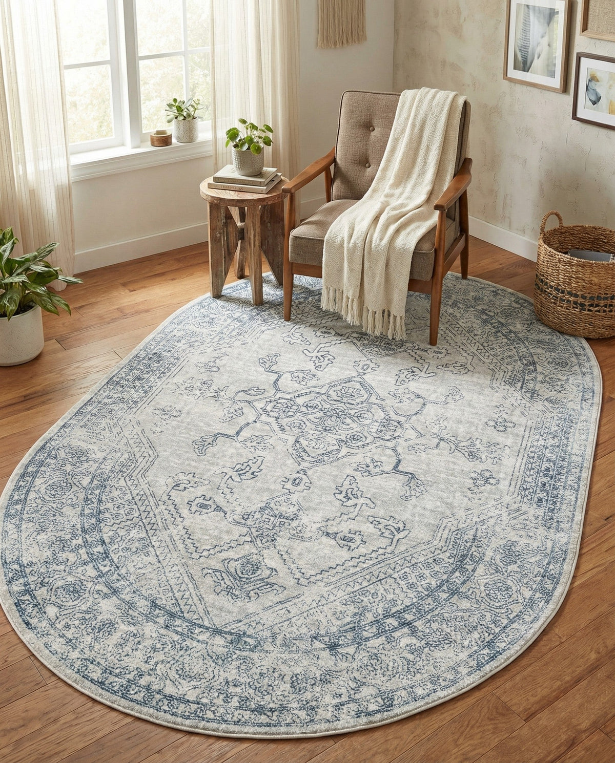 Coastal Haven Collection Area Rug -  Marina Oval Gray  lifestyle 84