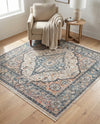 Seville Stripes Collection Area Rug - Cadiz (Blue) Square Blue  lifestyle 65