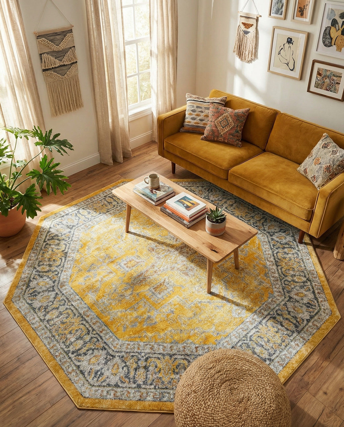 Caribbean Breeze Collection Area Rug -  Andros Octagon Yellow  lifestyle 87