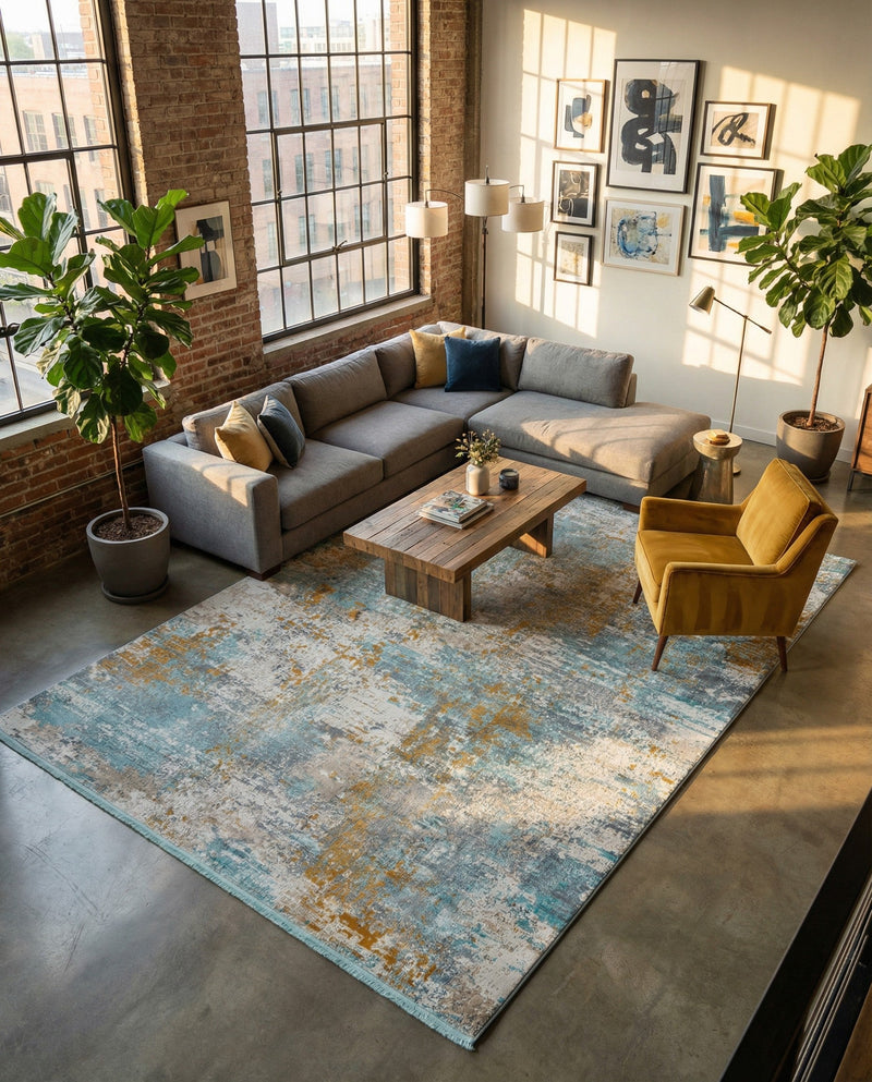 Arcadia Rugs Collection Area Rug -  Nirvana Rectangle Cream Blue  lifestyle 10