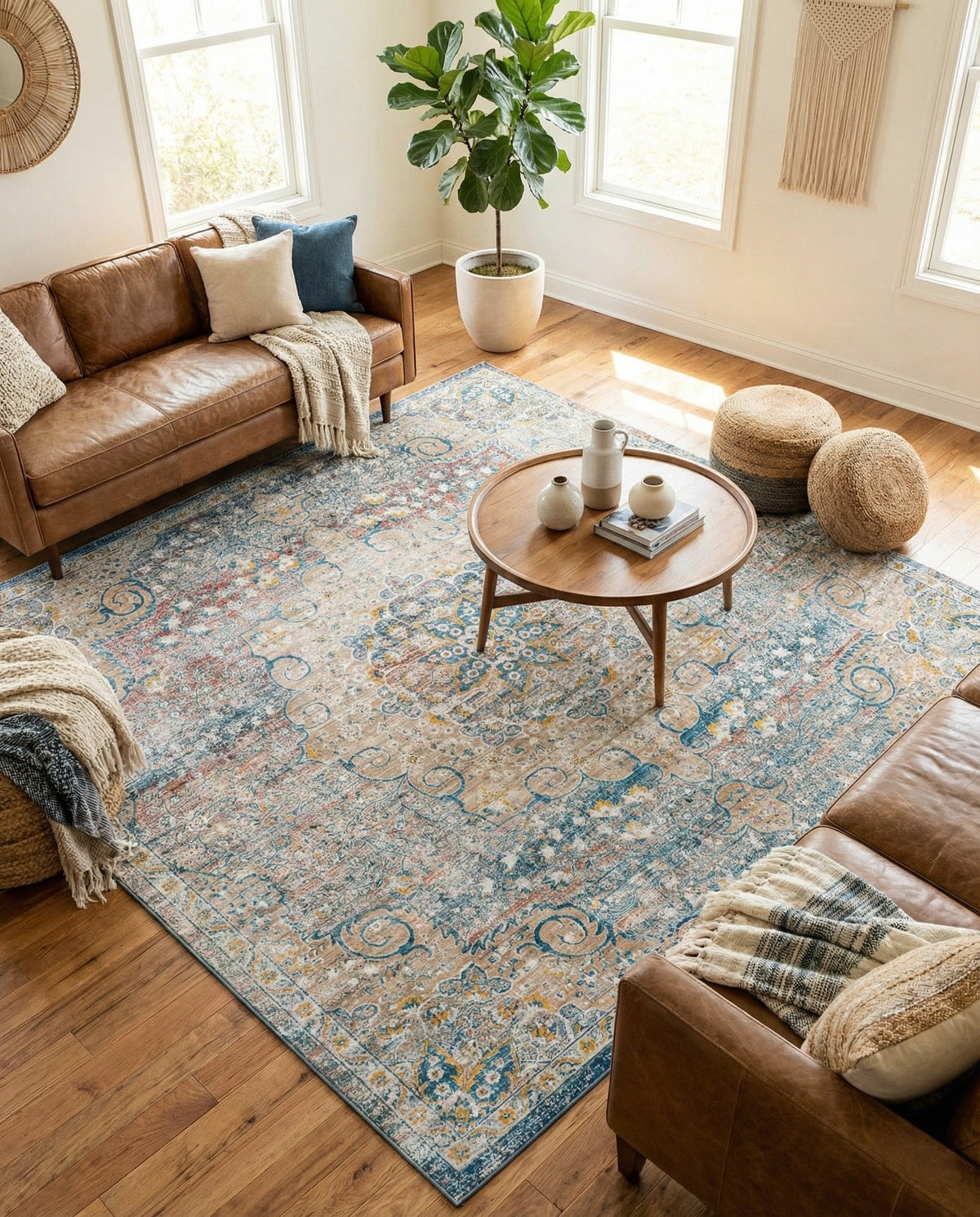 Coastal Haven Collection Area Rug - Seabreeze (Multi) Square Multi  lifestyle 104