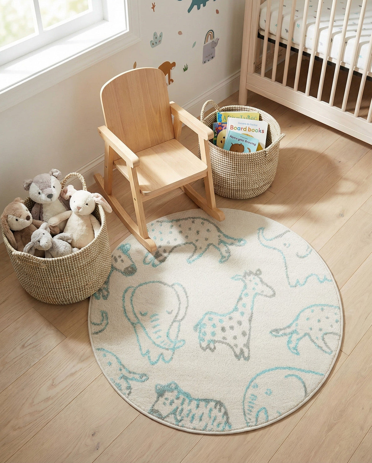Wonder Tykes Collection Area Rug -  Spectrum Round Ivory  lifestyle 170