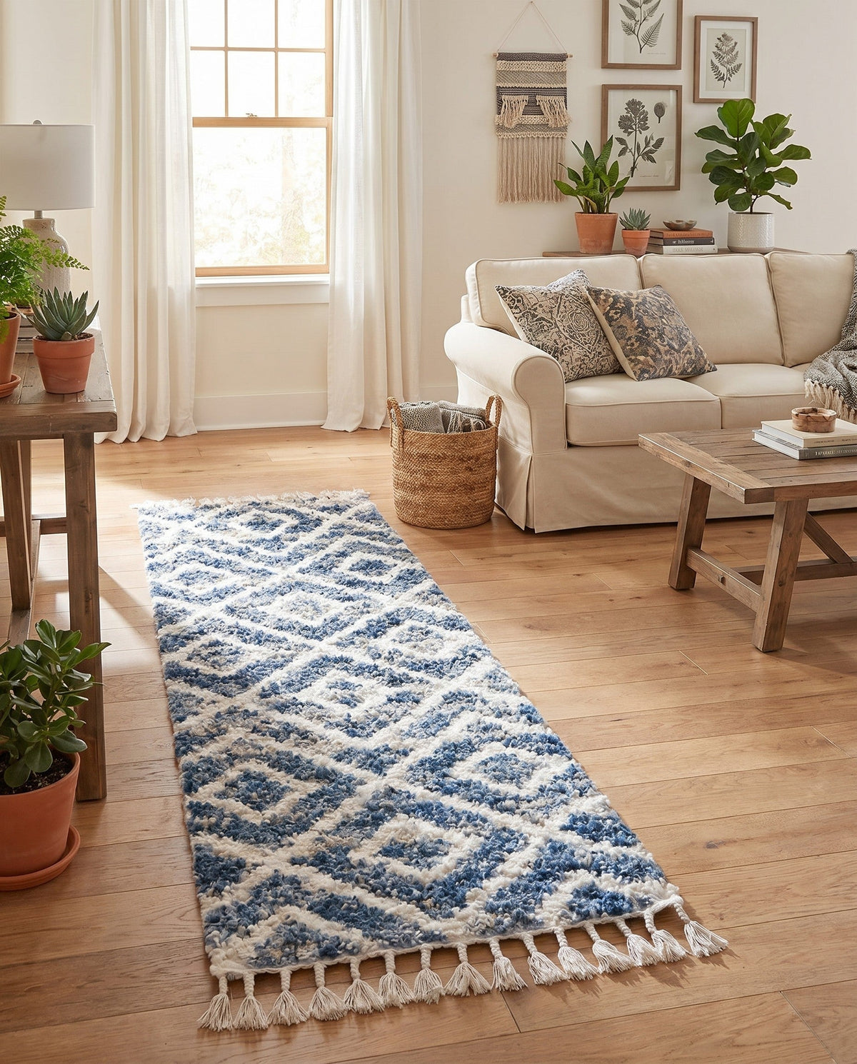 Cozy Cove Shag Collection Area Rug -  Dunes Runner Blue  lifestyle 166