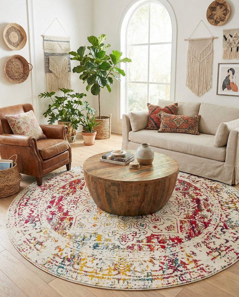 Georgetown Rugs Collection Area Rug - Dupont (Light Multi) Round Light Multi  lifestyle 92
