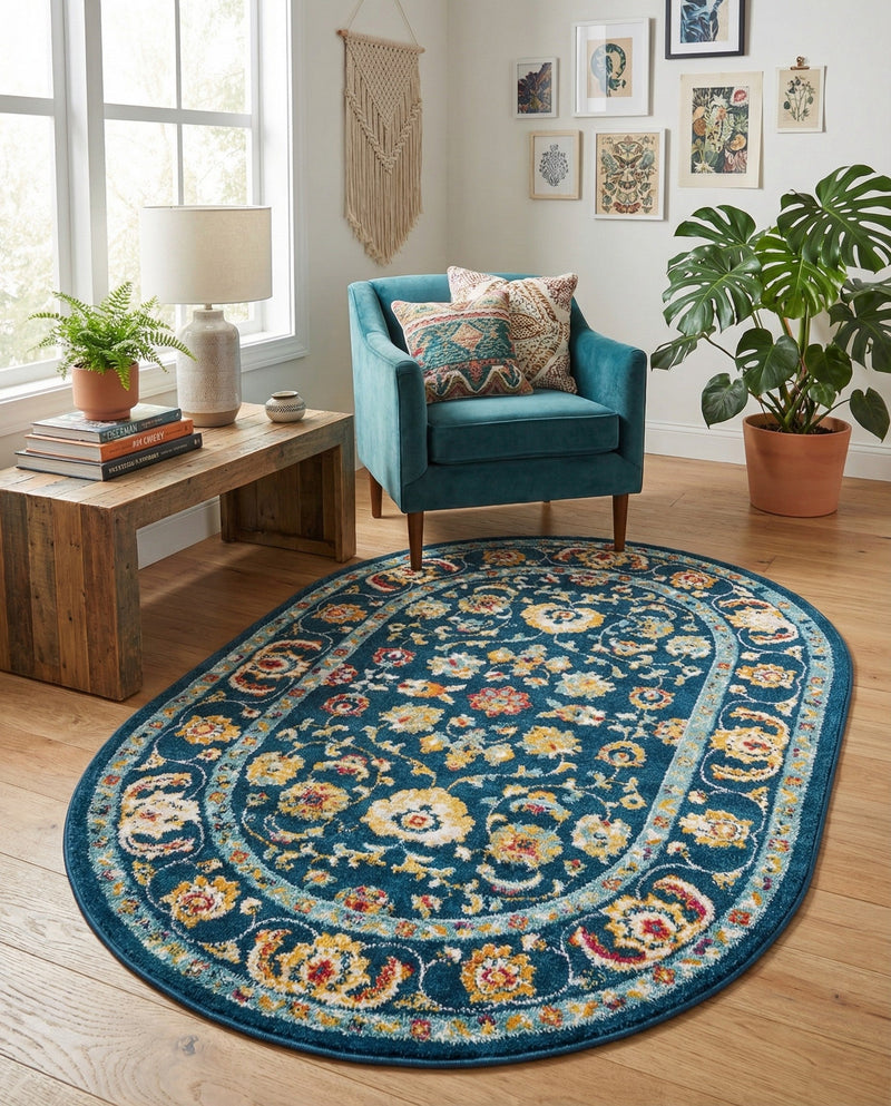 Adriana Terrace Collection Area Rug -  Positano (Navy Blue) Oval Navy Blue  lifestyle 58