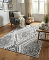 Marrakech Mosaic Collection Area Rug -  Medina Rectangle Black and White  lifestyle 8