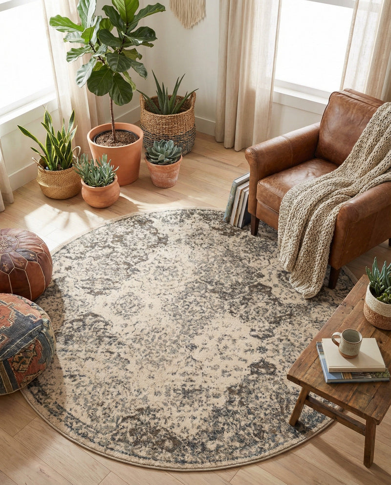 Gobi Sands Collection Area Rug -  Taklamakan Round Beige  lifestyle 42