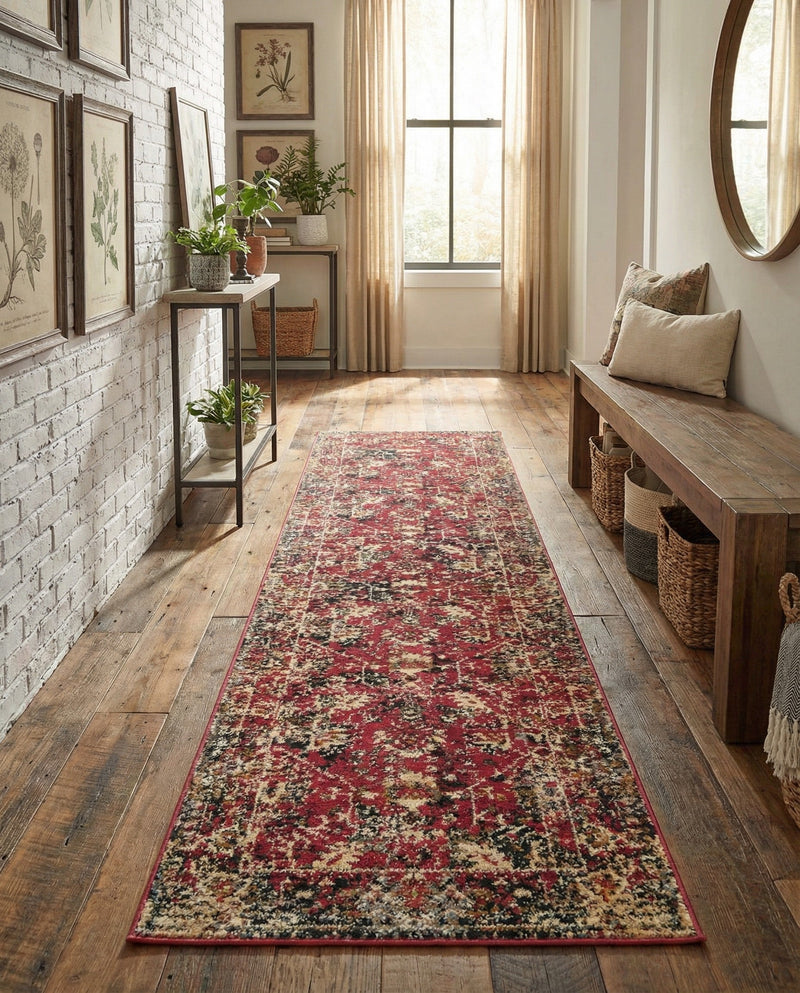 Neptune Elegance Collection Area Rug -  Galatea (Burgundy) Runner Burgundy  lifestyle 38