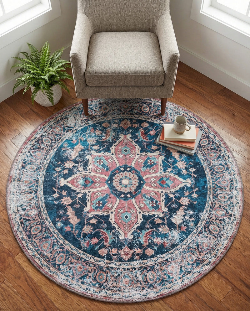 Laguna Sands Collection Area Rug -  Zuma Round Navy Blue  lifestyle 46