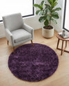 Solid Shag Seaside Collection Area Rug - Azure Cove (Violet) Round Violet  lifestyle 33