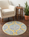Arcadia Rugs Collection Area Rug -  Atlantis (Yellow) Round Yellow  lifestyle 29