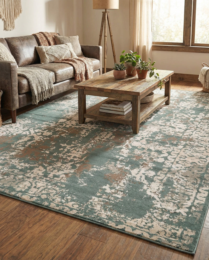 Gobi Sands Collection Area Rug - Dunhuang Rectangle Green  lifestyle 5