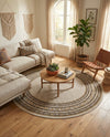 Soho Elegance Collection Area Rug -  Mercer (Beige) Round Beige  lifestyle 45