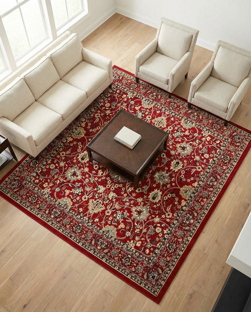 Isfahan Elegance Collection Area Rug - Naghsh-e Jahan (Red) Square Red  lifestyle 69