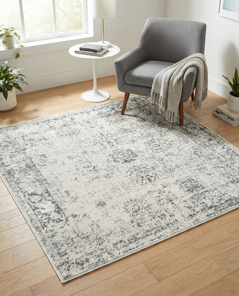 Riviera Elegance Collection Area Rug - Antibes (Gray) Square Gray  lifestyle 52