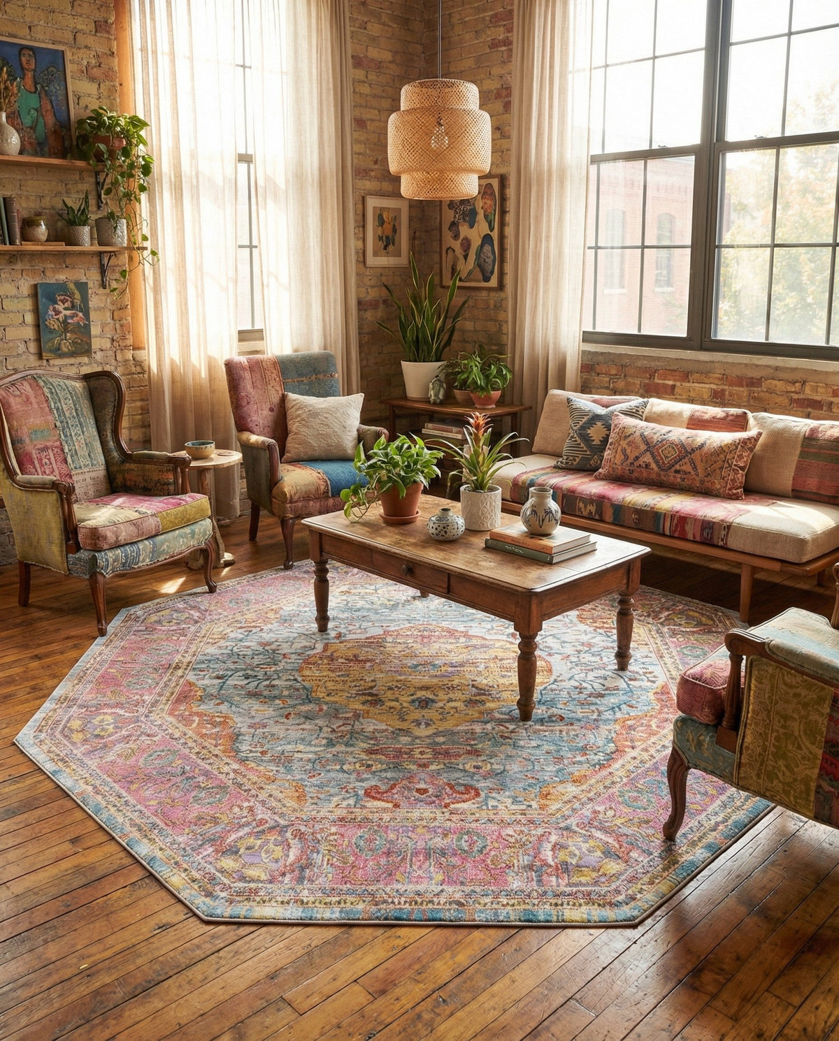 Caribbean Breeze Collection Area Rug -  Vieques Octagon Light Blue  lifestyle 81
