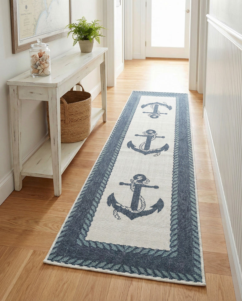 Seaside Haven Rugs Collection Area Rug -  Coralreef Runner Navy Blue  lifestyle 61