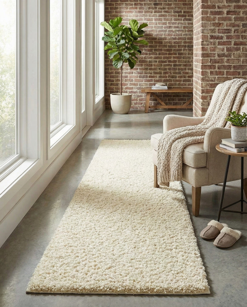 Plush Oasis Collection Area Rug - Serenity (Pure Ivory) Runner Pure Ivory  lifestyle 79