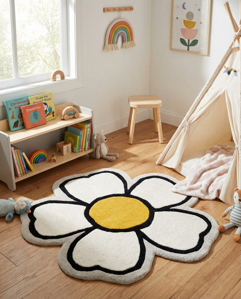 Whimsy Wonders Wool Collection Area Rug -  Arctic Round Ivory  lifestyle 18
