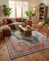 Caribbean Breeze Collection Area Rug -  Windward Rectangle Turquoise  lifestyle 25