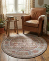 Vintage Memories Collection Area Rug -  Reverie Round Rust Red and Brown  lifestyle 56