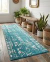Brighton Stripes Collection Area Rug - Sussex (Turquoise) Runner Turquoise  lifestyle 61