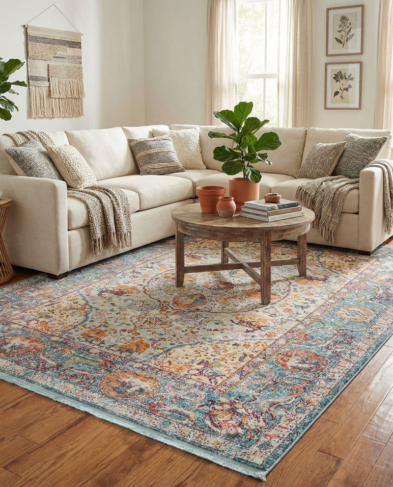 Caribbean Breeze Collection Area Rug -  Xcalak Rectangle Light Blue  lifestyle 25