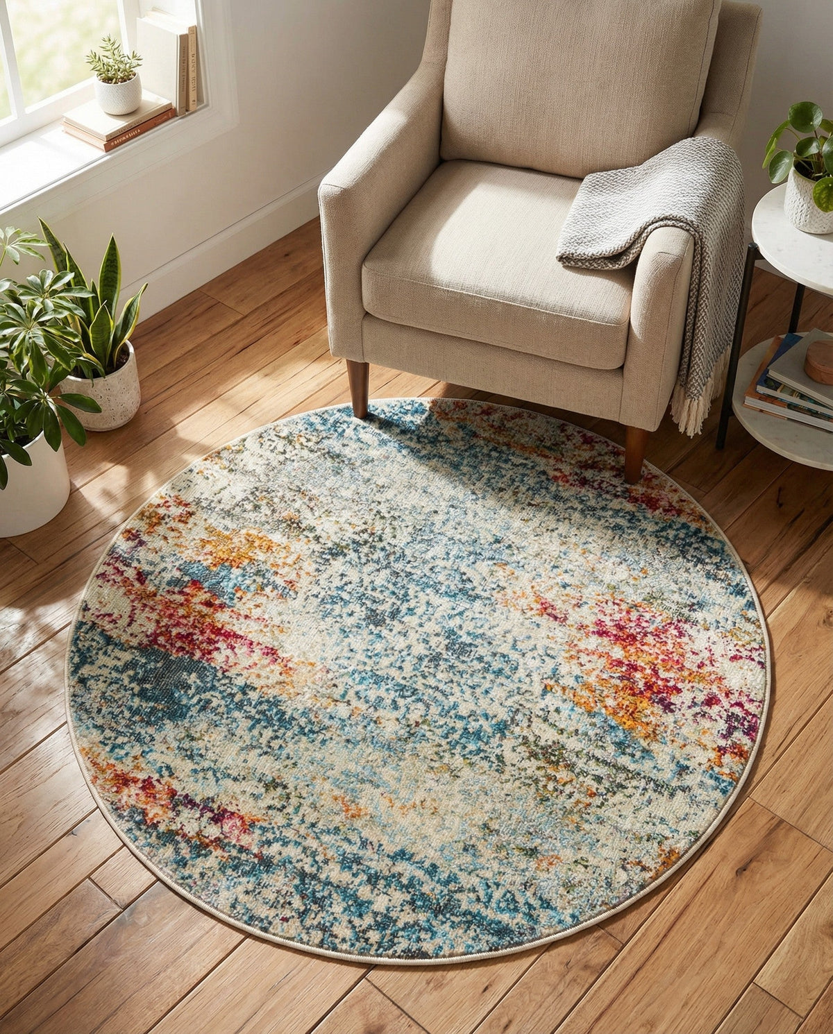 Caribbean Breeze Collection Area Rug -  Isla Round Cream  lifestyle 134