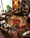 Bistro Lounge Collection Area Rug -  Cappuccino Round Multi  lifestyle 75