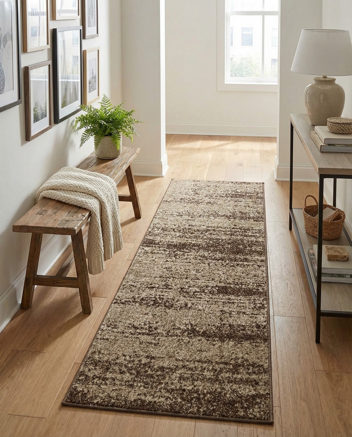 Studio Haven Collection Area Rug -  Gallery (Brown) Runner Brown  lifestyle 99