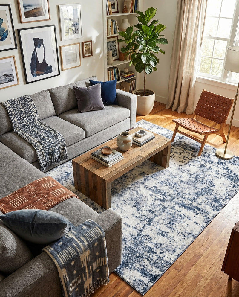 Luminara Sands Collection Area Rug - Elysium (Vintage Blue) Rectangle Vintage Blue  lifestyle 14