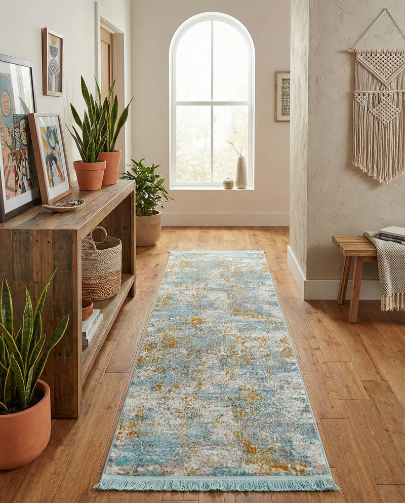 Arcadia Rugs Collection Area Rug -  Nirvana Runner Cream Blue  lifestyle 80
