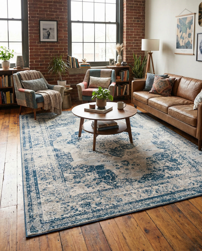 Riviera Elegance Collection Area Rug -  Menton (Blue) Rectangle Blue  lifestyle 17
