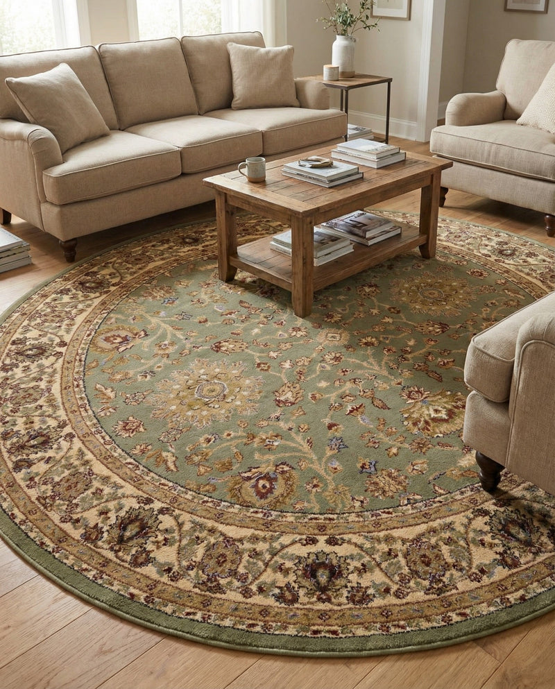 Jaipur Elegance Collection Area Rug -  City Round Light Green  lifestyle 45