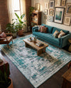 Riviera Elegance Collection Area Rug -  Menton (Turquoise) Rectangle Turquoise  lifestyle 15