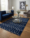 Hollywood Luxe Collection Area Rug - Sunset (Navy Blue Silver) Rectangle Navy Blue Silver  lifestyle 5