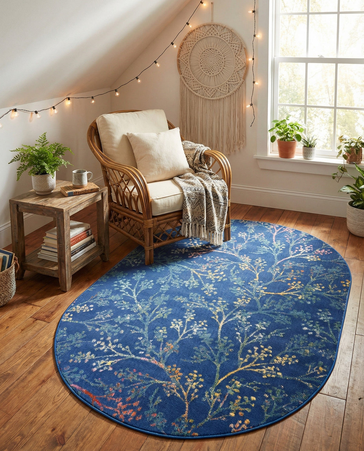 Meadow Breeze Collection Area Rug -  Sunbeam Oval Blue  lifestyle 162