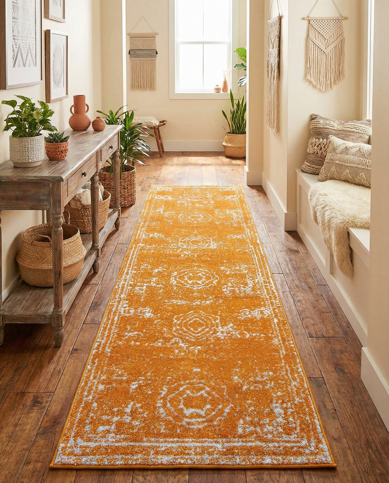 Dover Terrace Collection Area Rug -  Lagoon (Orange) Runner Orange  lifestyle 76