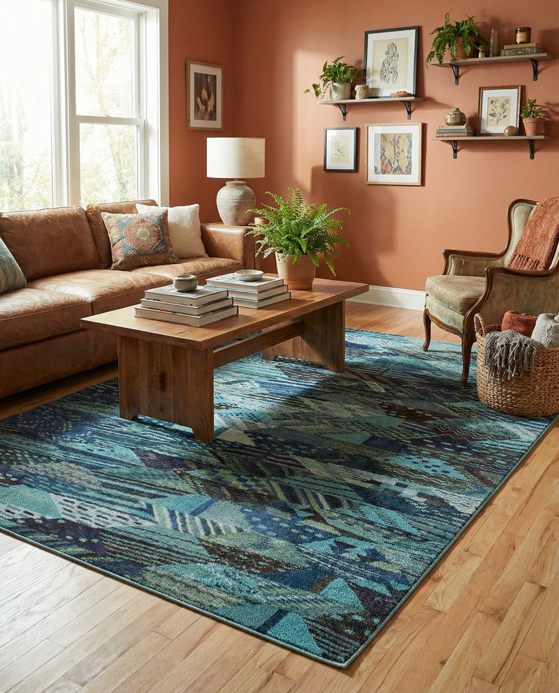 Sedona Vista Collection Area Rug -  Yucca Rectangle Blue  lifestyle 24