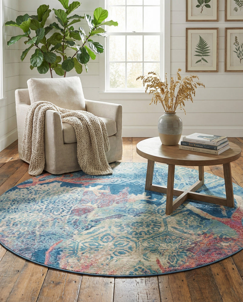 Seaside Haven Rugs Collection Area Rug - Marina Round Multi  lifestyle 39
