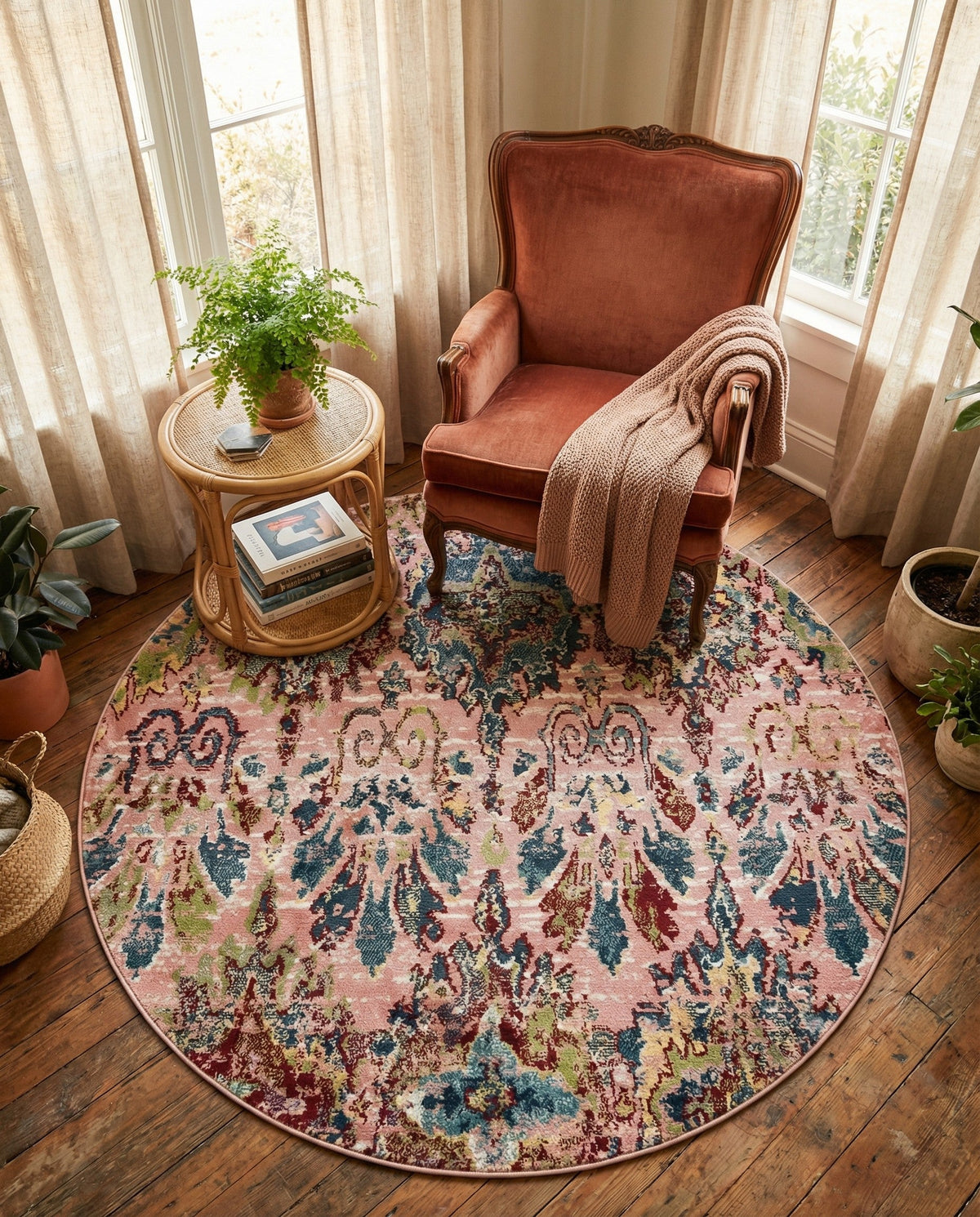 Savannah Elegance Collection Area Rug -  Forsyth Round Pink  lifestyle 158