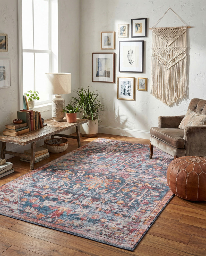 Zahara Oasis Collection Area Rug -  Nador Rectangle Navy Blue  lifestyle 23