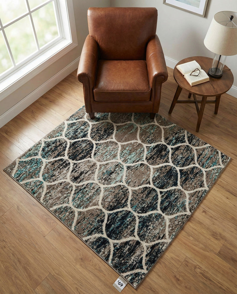 Trellis Mosaic Collection Area Rug -  Pergolatown (Blue Multi) Square Blue Multi  lifestyle 68